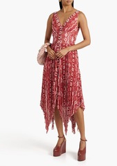 Altuzarra - Annabella pleated printed chiffon midi dress - Red - FR 42