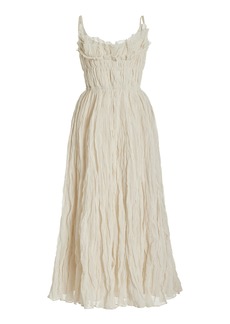 Altuzarra - Brigitte Ruffled Cotton-Blend Midi Dress - Neutral - FR 40 - Moda Operandi