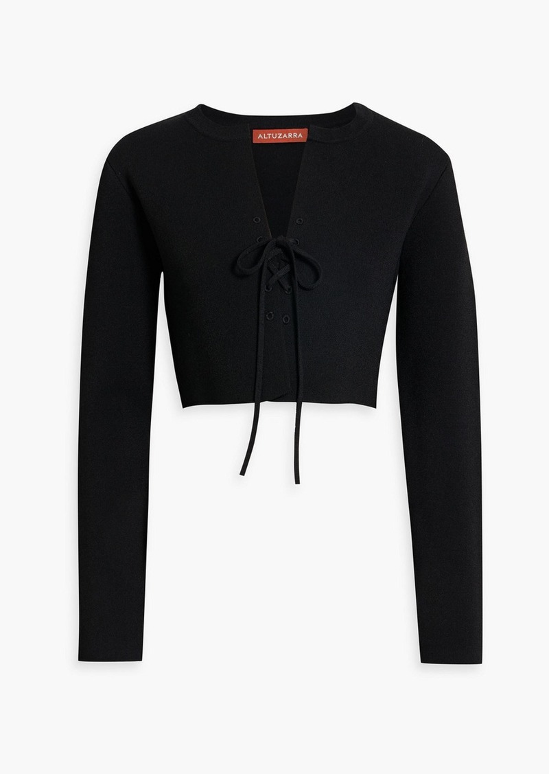 Altuzarra - Cropped lace-up knitted cardigan - Black - XS