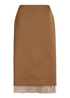 Altuzarra - Fannie Gauze-Trimmed Satin Midi Skirt - Brown - FR 34 - Moda Operandi