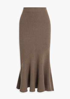 Altuzarra - Fluted ribbed merino wool and cashmere-blend midi skirt - Neutral - M