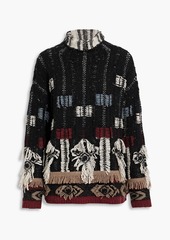 Altuzarra - Fringed jacquard-knit merino wool-blend turtleneck sweater - Black - L