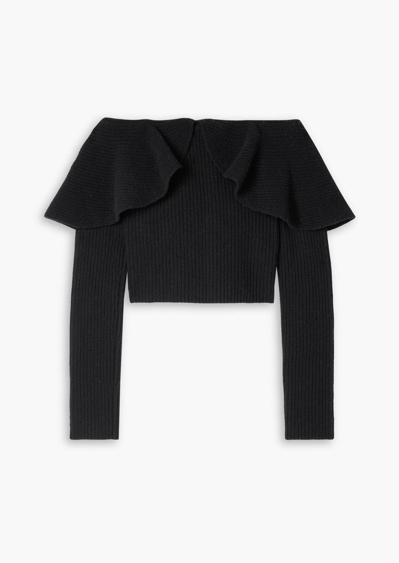 Altuzarra - Hasla off-the-shoulder ribbed merino wool and cashmere-blend sweater - Black - XS