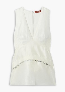 Altuzarra - Larysa embellished linen-blend peplum blouse - White - FR 38