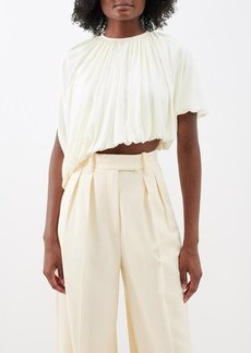 ALTUZARRA Bijou cropped ruffled linen-blend top