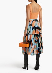 Altuzarra - Printed plissé-crepe midi skirt - Orange - FR 38