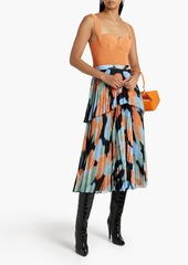 Altuzarra - Printed plissé-crepe midi skirt - Orange - FR 38