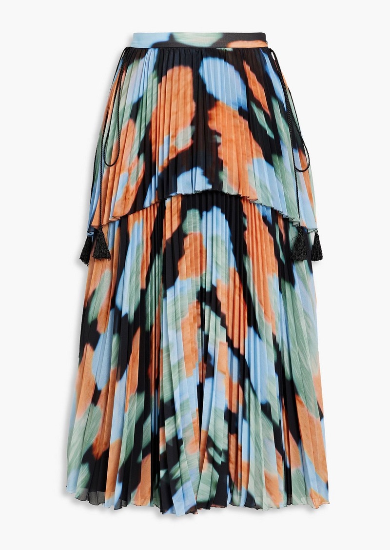 Altuzarra - Printed plissé-crepe midi skirt - Orange - FR 38