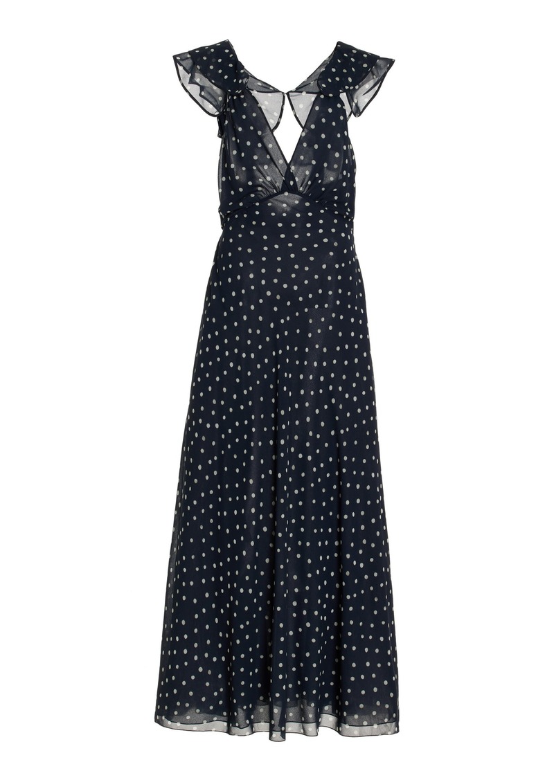 Altuzarra - Romy Polka-Dotted Chiffon Maxi Dress - Navy - FR 36 - Moda Operandi