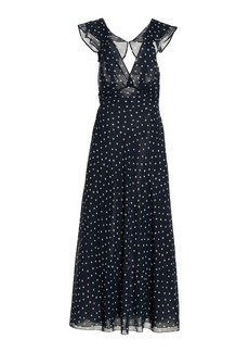 Altuzarra - Romy Polka-Dotted Chiffon Maxi Dress - Navy - FR 42 - Moda Operandi