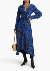 Altuzarra - Ruched printed silk-crepe midi dress - Blue - FR 36