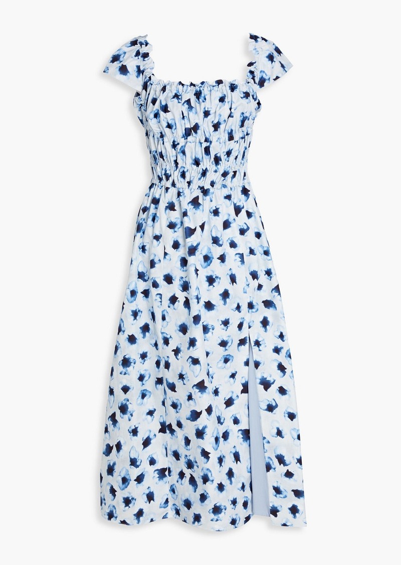 Altuzarra - Shirred floral-print cotton midi dress - Blue - FR 42