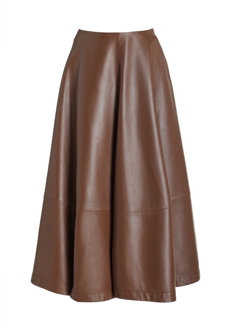 Altuzarra - Varda Leather Midi Skirt - Brown - FR 34 - Moda Operandi