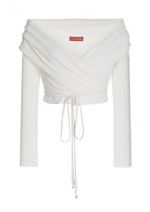 Altuzarra - Women's Crawley Knit Off-The-Shoulder Cropped Wrap Top - White/black - Moda Operandi