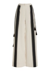 Altuzarra - Women's Eleos Tasseled Striped Crepe Wide-Leg Pants - Stripe - Moda Operandi