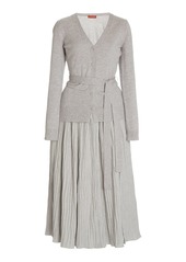 Altuzarra - Women's Manuel Pleated Knit Midi Dress - Grey/navy - Moda Operandi