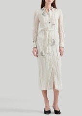Altuzarra Agnes Embellished Crinkle Texture Long Sleeve Shirtdress