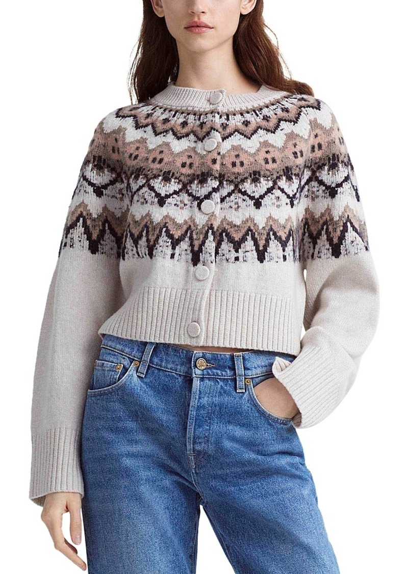 Altuzarra Barnum Crewneck Fair Isle Cardigan Sweater