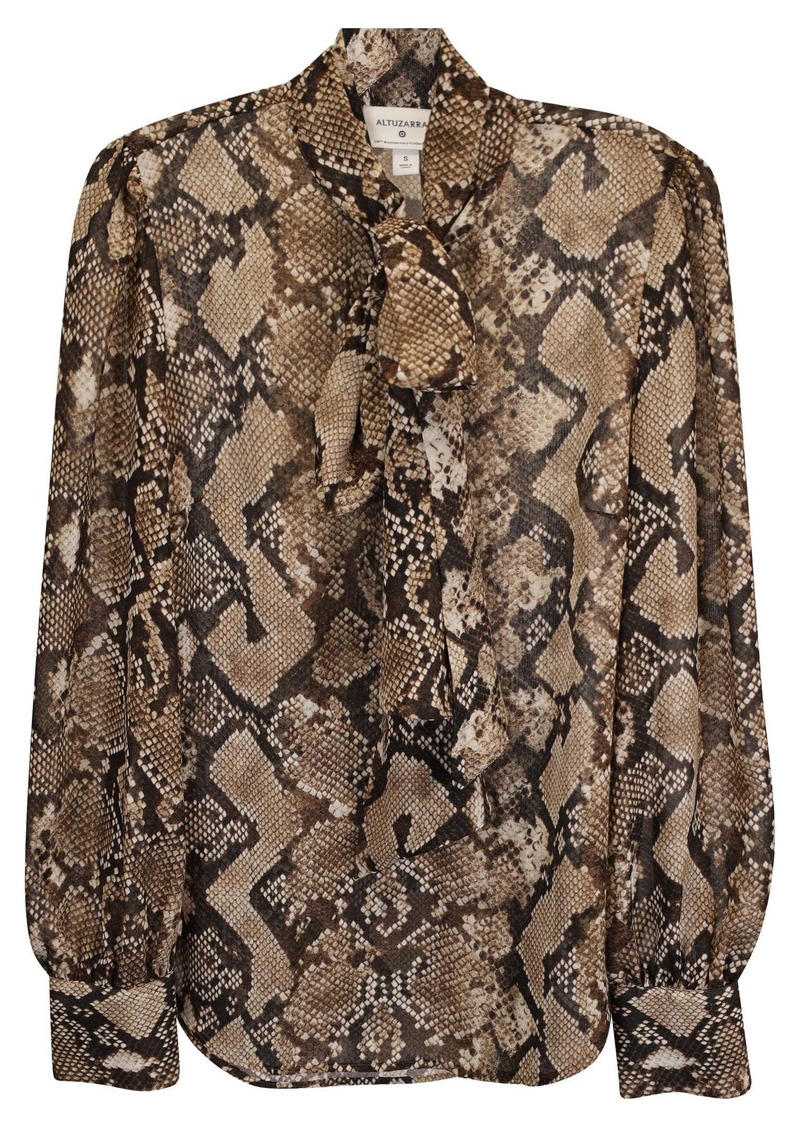 Altuzarra Button-Up Top in Silk Animal Print