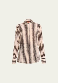 Altuzarra Chika Abstract Stripe-Print Button Up Silk Shirt