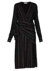 Altuzarra Sade metallic-striped silk-blend crepe wrap dress