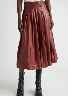 Altuzarra Tullius Pleated Faux Leather A-Line Skirt