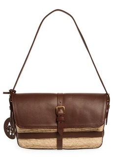 Altuzarra Watermill Flap Leather & Woven Palm Shoulder Bag