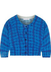 Altuzarra Woman Anita Cropped Checked Silk And Cotton-blend Cardigan Blue