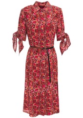 Altuzarra Woman Belted Snake-print Silk Crepe De Chine Shirt Dress Brick
