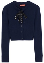 Altuzarra Woman Cropped Pussy-bow Wool And Cashmere-blend Cardigan Navy