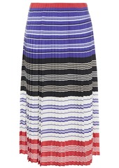 Altuzarra Woman Pleated Striped Crepe De Chine Midi Skirt Multicolor