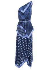 Altuzarra Woman One-shoulder Polka-dot Silk-satin Maxi Dress Blue