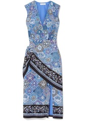 Altuzarra Woman Sade Wrap-effect Draped Printed Silk Crepe De Chine Dress Blue