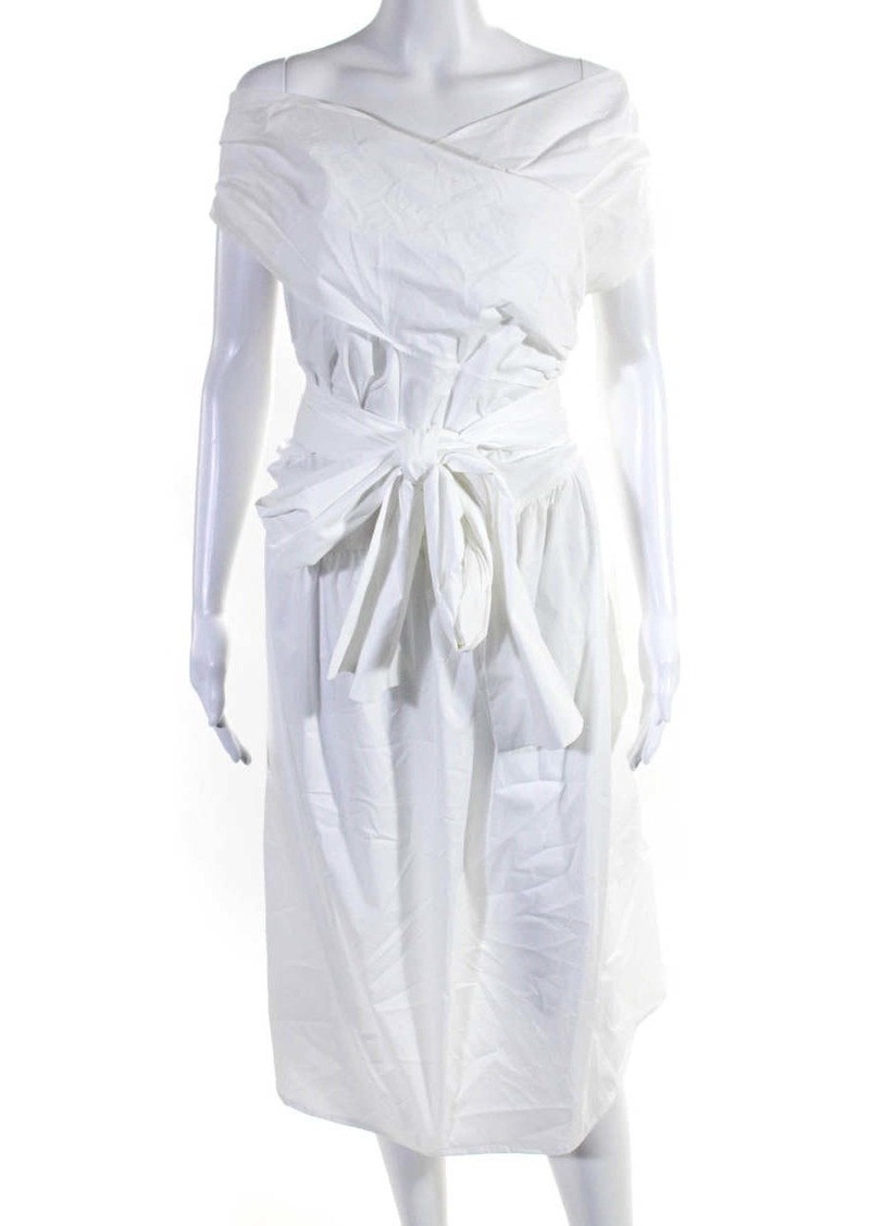 Altuzarra Womens Sleeveless Belted A Line Sun Dress White Cotton