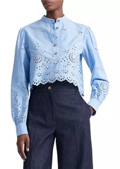 Altuzarra Margot Cotton Eyelet Crop Blouse