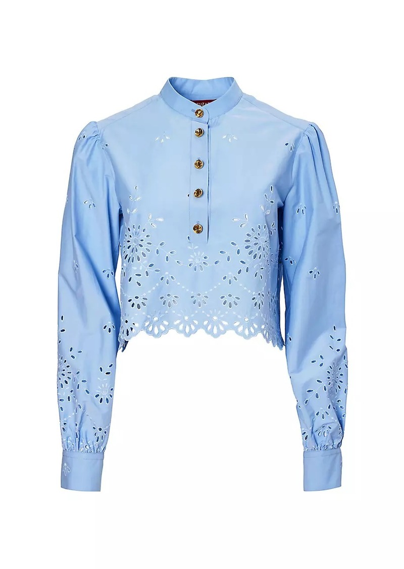 Altuzarra Margot Cotton Eyelet Crop Blouse