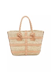 Altuzarra Mini Watermill Straw & Leather Tote Bag