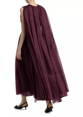 Altuzarra Pamela Silk Pleated Cape Maxi Dress