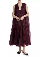 Altuzarra Pamela Silk Pleated Cape Maxi Dress