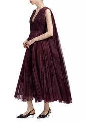 Altuzarra Pamela Silk Pleated Cape Maxi Dress