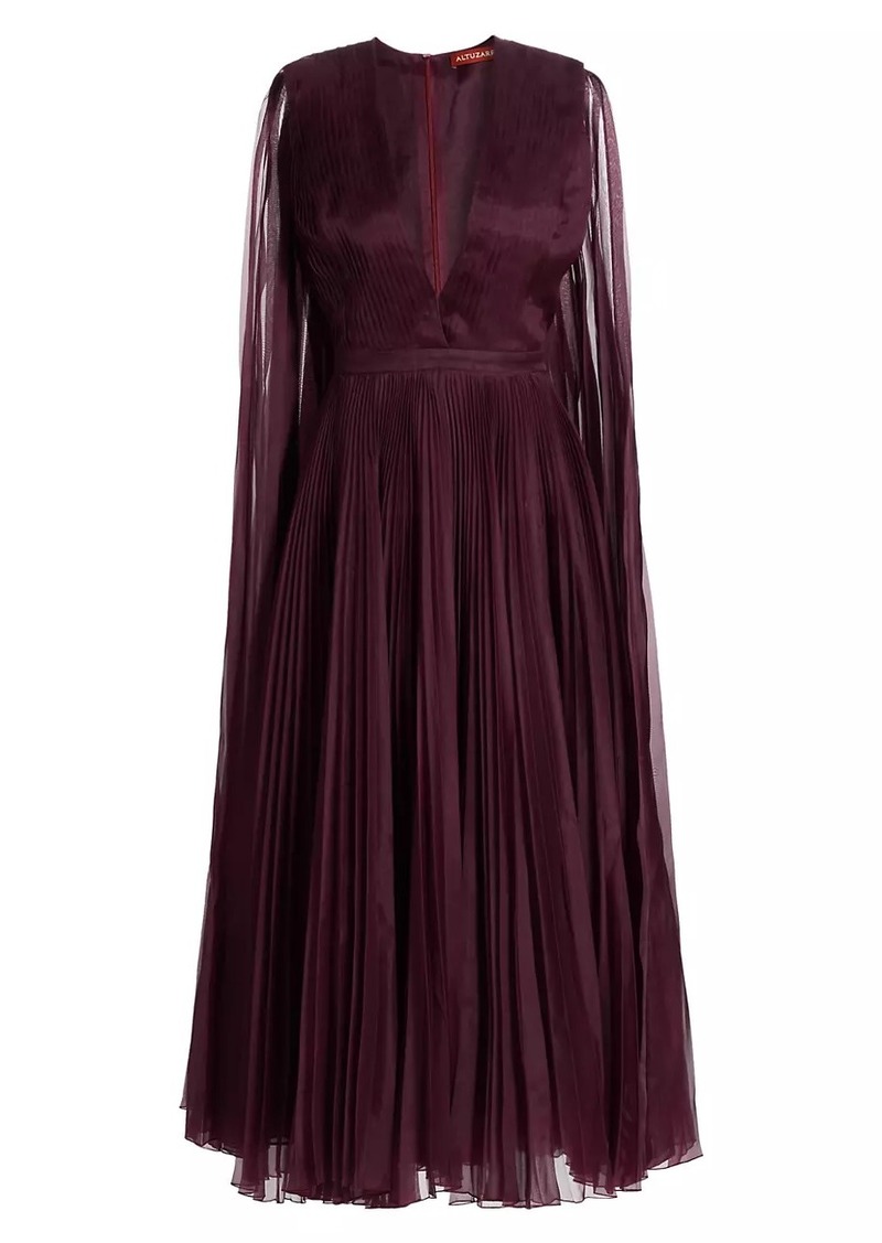 Altuzarra Pamela Silk Pleated Cape Maxi Dress