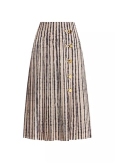 Altuzarra Tullius Tie-Dye Stripe Pleated Midi-Skirt