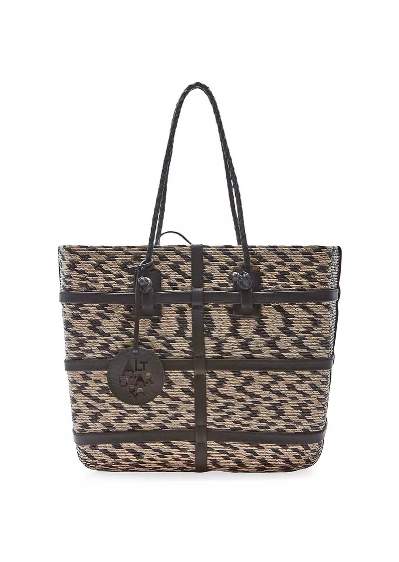 Altuzarra Watermill Straw & Leather Tote Bag