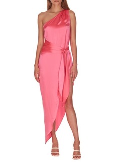 Amanda Uprichard Palmira One-Shoulder Asymmetric Silk Cocktail Dress