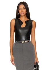 Amanda Uprichard Sleeveless Leather Puzzle Tank Top