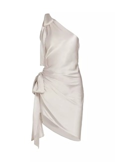 Amanda Uprichard Ciao Bow-Detailed Asymmetric Silk Mini-Dress