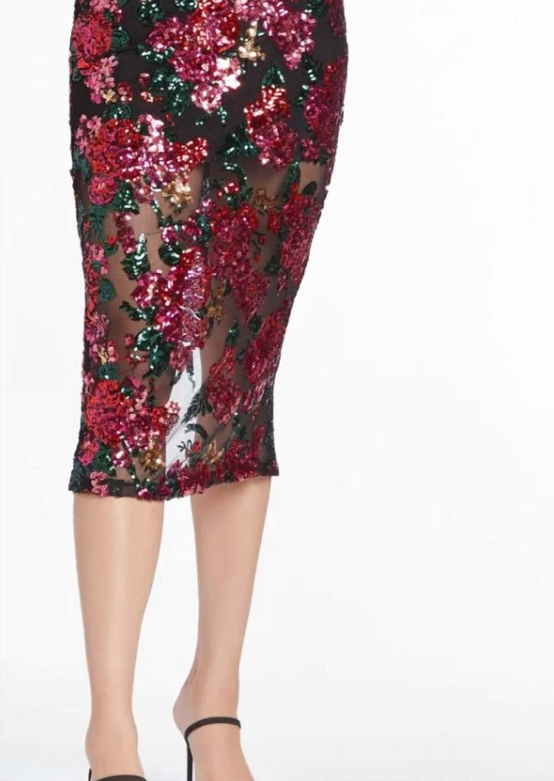 Amanda Uprichard Kismet Sequin Skirt In Noir Dahlia