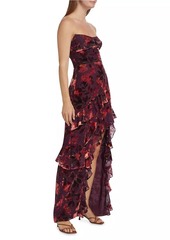 Amanda Uprichard Magnolia Floral Ruffled Maxi Dress