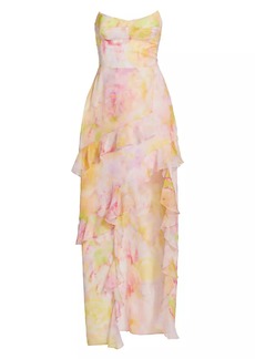 Amanda Uprichard Magnolia Floral Strapless Maxi Dress