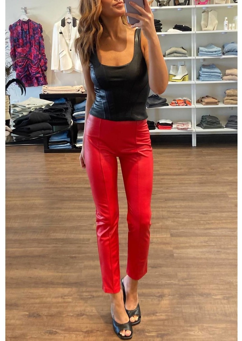 Amanda Uprichard Romana High Waisted Faux Leather Pant In Lipstick